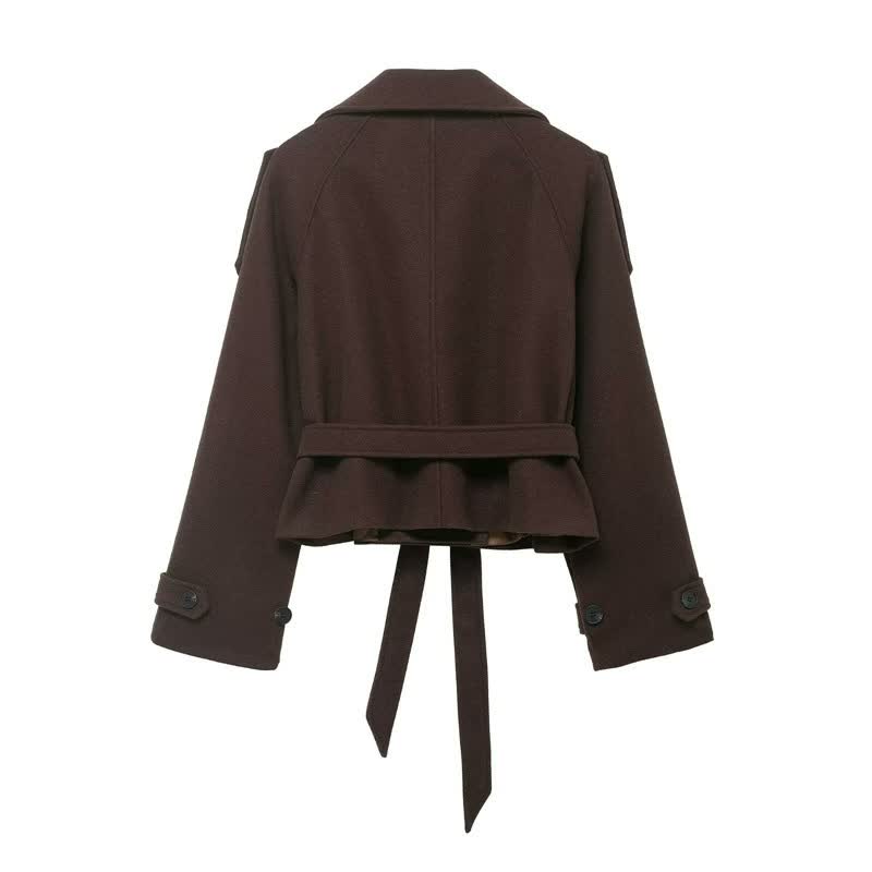Cropped Jacke Dunkelbraun - Hinten