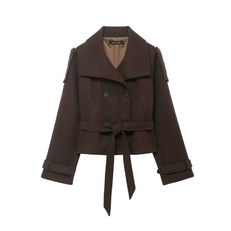 Cropped Jacke Dunkelbraun - Vorne