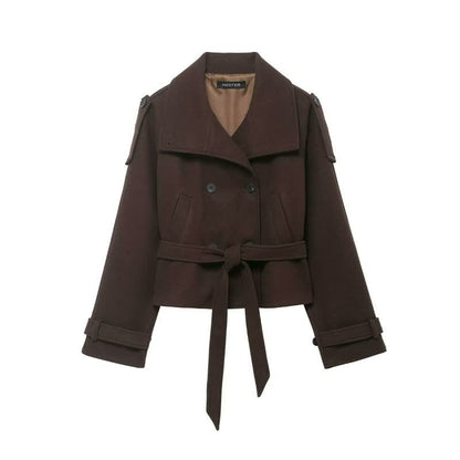 Cropped Jacke Dunkelbraun - Vorne